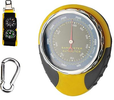 Barometer, Innen- und Außenthermometer, Thermometer-Barometer mit Kompass und Höhenmesser, vier in einem, kabellos, batterielos – for Bergsteigen, Camping, Wildniserkundung, englische Beschreibung/276