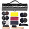YUET Shoe Polish Kit Cleaning Shine Care Barrel Set For Brown Black Leather With Brush Travel Case Luxury Premium Soft Horsehair Bristle Dauber, Wooden Applicator, Shoehorn, Cloth 12Pcs Textured Pouch