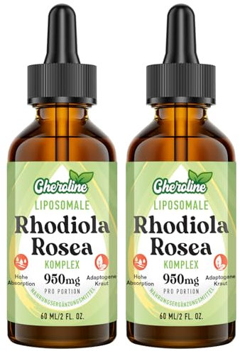 Liposomales Rhodiola Rosea 950 mg – 9-in-1 Tropfen mit Pflanzenextrakten – Hochdosierte Rosenwurz-Tinktur, 120 ml, Vegan