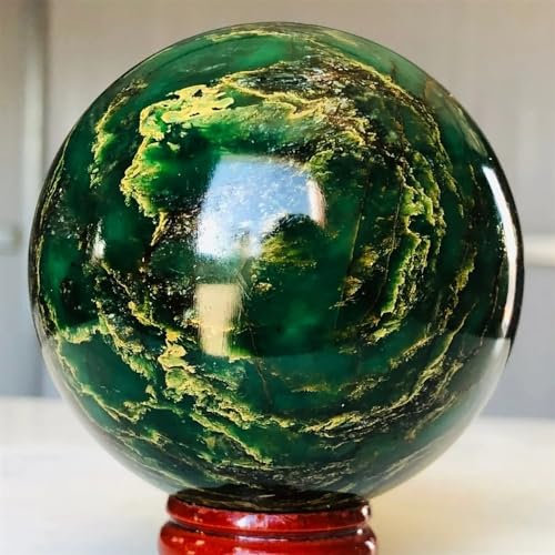 AtkitS Sfera con Sfera di Cristalli di Quarzo Smeraldo Naturale burattato Home Decor(45-50MM)