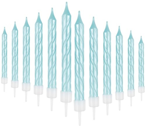 Blaue Happy Birthday-Kerzen, Party-Kerzen für Kuchen, spiralförmige Geburtstagskerzen, bunte Kuchendekorationen, Babypartys, Kuchen-Cupcake-Kerzen für Mädchen, Frauen, Geburtstag, Hochzeit