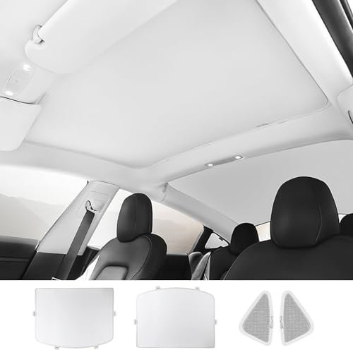 Ywooon Parasol Techo para Tesla Model 3 2018-2024 Highland Sunshades Techo Solar UV Rayos Ventana Aislamiento, Beige (Producido Desde China)