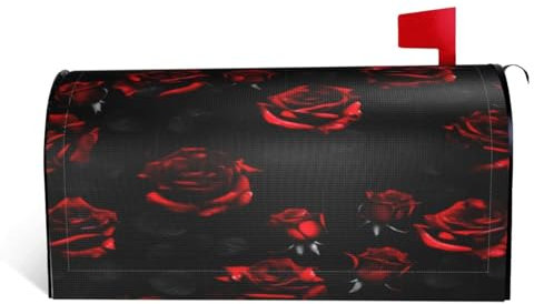 Briefkastenabdeckung mit roten und schwarzen Rosen, für den Garten, Außenbereich, Hof, Briefkasten, Abdeckung für alle Jahreszeiten