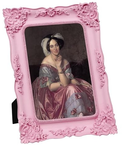 FJXMFRAME Rosa Bilderrahmen 12,7 x 17,8 cm Vintage viktorianischer Bilderrahmen Antik kunstvoll Barock für Tischplatte oder Wandbehang klein mit Glasfront