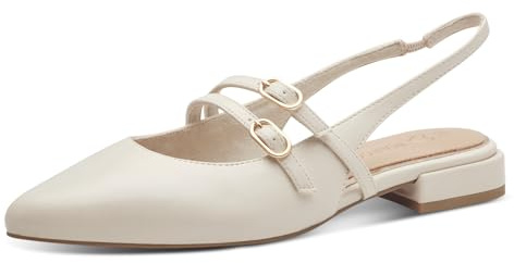 Marco Tozzi Donna Ballerine Morbido Feel Me Plantare Morbida Fodera Interna Vegano A Punta, Beige (Cream), 38 EU