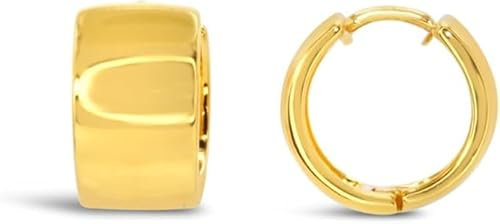 ARS-ARGENTI Creolen Ohrringe Damen Mädchen Sterling Silber 925 Gold 18K - hypoallergen (Edle breite Creolen VALENTINA Sterling Silber 18K vergoldet 14x8mm)