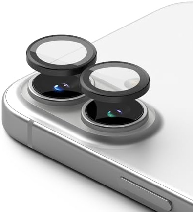 Ringke for iPhone 16 Plus / 16 Camera Lens Protector, Black (2P) | Camera Lens Frame Glass, Individual Metal Ring Cover, 9H Anti-Scratch Tempered Glass, Easy Installation Tray