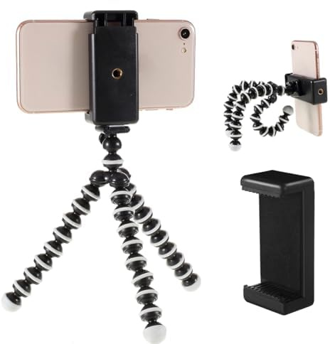 KLIOMAX Smartphone Tripod 10‘’ Octopus Flexible Tripod Camera with 1/4 Screw, Quick Release Plate and Universal Phone Holder Adapter for Travel Photography, Vlogging, Live Streaming