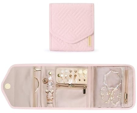 QXCFTW Travel Jewellery Organiser, Travel Essentials Women, Jewellery Travel Pouch, Jewellery Box Travel, Jewellery Roll, Jewellery Bag, Travel Jewellery Pouch, Used for Jewelry Travel Storage