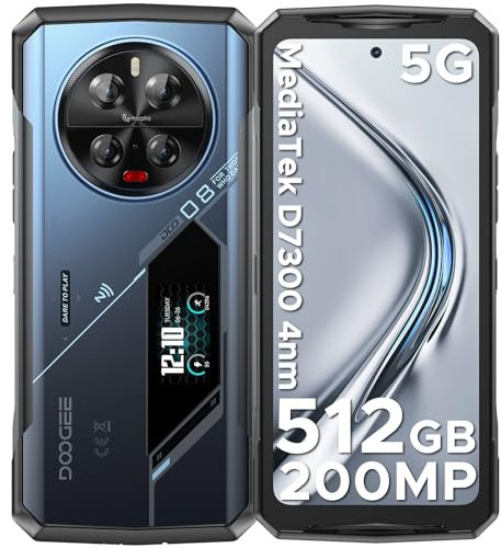 DOOGEE V40 PRO Rugged Smartphone 5G, 4nm Dimensity 7300 36GB+512GB, 200MP + 20MP Night Version, 120Hz, 2.4K 6.78, 1.47 Back Display Android 14 Rugged Phone, 3 Card slots, BT5.2/NFC/WiFi 6, Blue