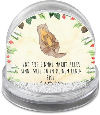 Mr. & Mrs. Panda Weihnachtskugel Otter Kind - Geschenk, Geburt, Weihnachts Schneekugel, Baby, Mama, Familie, Weihnachten, Mutter, Große, Sohn