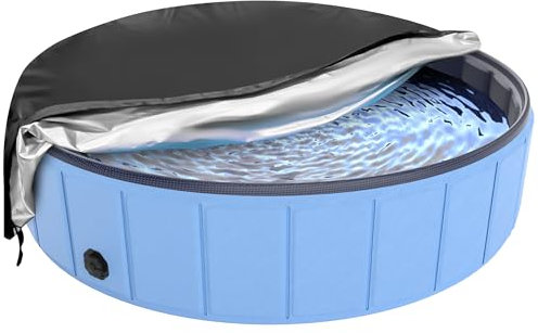 Foldable Dog Pool Cover, Hyperzoo Swimming Pool Cover for Kids and Pets, Collapsible Dog Bath Pool Cover, Inflatable Paddling Cover, Tear Resistant Fade Resistant Waterproof Prevent Leaves (63inch)