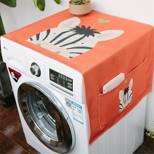 BAMFY Fundas Para Lavadora Y Secadora Para La Encimera Impresión Decorar Portátil Antideslizante Cubierta Lavadora Nevera Cubierta Superior Con Bolsillo(65 * 180cm,C)