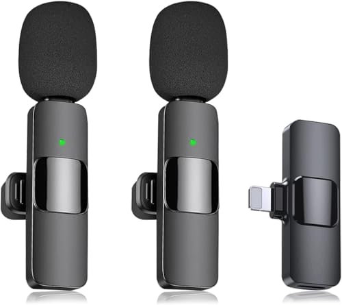 Qhot Kabelloses Lavalier Mikrofon für iPhone, Ansteckmikrofon für Videoaufnahmen, Vlog, TikTok, YouTube, Rauschunterdrückung, Plug-Play Clip on Microphone