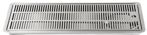 BieTal® Einbau Tropfschale Tropfkasten 15x22cm 2-teilige Abtropfschale aus Edelstahl mit Lochplatte für Theke oder Bar Einlassen inkl. Ablauf mittig