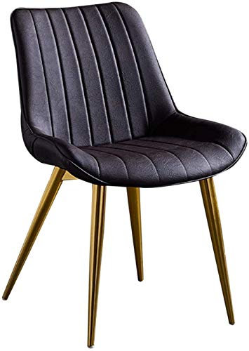 Moderne Esszimmerstühle aus PU-Leder mit goldenen Metallbeinen und Rückenlehne, 2er-Set (Dunkelbraun)
