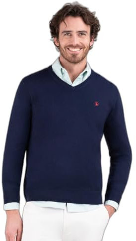 El Ganso Jersey Cuello Pico Coderas Marino