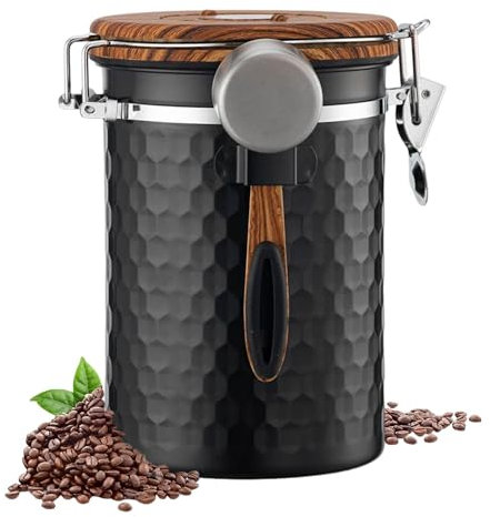 Airtight Coffee Container | Coffee Storage Jar With Spoons | Stainless Steel Food Jar | Tea And Coffee Canister, Coffee Bean Storage Container, Kitchen Storage Container, Flour Cereal Sugar Storage