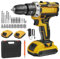 Perceuse Visseuse Sans Fil,18V Visseuse Devisseuse avec 2 Batteries,45Nm Perceuse Percussion,25+3 Réglages de Couple,2 Vitesses,24 Accessoires et Valise,LED Light,pour la Bricolage (2 Batteries)