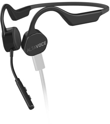 Alta Voce Alta Vibes Pro USB Knochenleitungskopfhörer mit Mikrofon, 2 USB-C Kabel, USB-Adapter und Ohrstöpsel, professionelle Verwendung