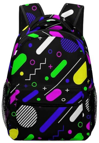 soldwellsd Lustiger Rucksack mit 80er-/90er-Jahre-Muster, lässig, Wandern, Camping, Reise, leicht, Tagesrucksack, Damen, Herren, Schultasche, 80er 90er Jahre, One size