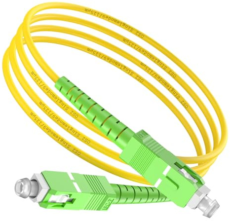 Ohmvolta SC/APC auf SC/APC Glasfaser-Kabel 2M, 9/125 µm Simplex, geringer Verlust (0,2 dB), mit Keramikferrule für Glasfaser-Internet, ONT, Modem, FTTH