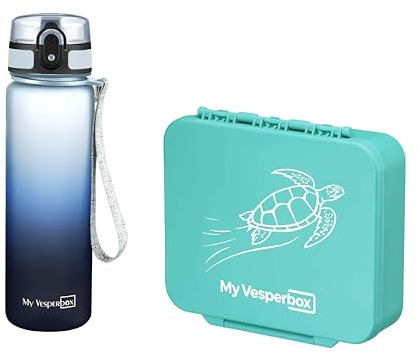 My Vesperbox Liv Set – Brotdose & 500ml Trinkflasche für Kinder – auslaufsicher & BPA-frei – Lunchbox für Schule & Kindergarten - Bento Box Set - Made in Germany