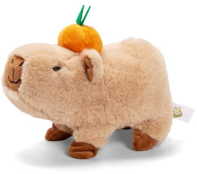 Simba PetZoo Capybara Soft Toy - Orange on the Head, Running and Making Sweet Sounds, Try Me Function, Interactive Plush Toy, 17 cm, Age 3+