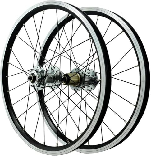 20 BMX-Laufradsatz, 406/451 Doppelwand-Aluminiumfelgen, Schnellspanner for Scheibenbremsen, 24-Loch-Naben (vorne Und Hinten) for Mountainbikes, Silber(Silver,406)