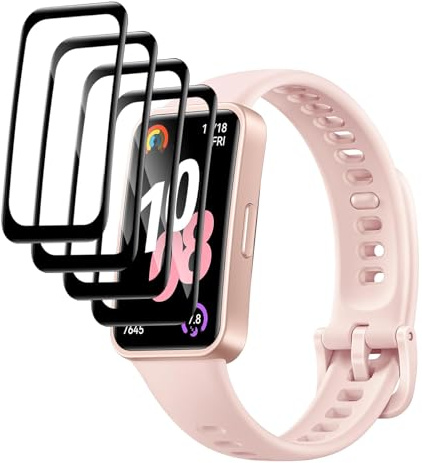 FWKDWHPH [4 Piezas Protector de pantalla Compatible con Huawei Band 9/10,3D Cobertura Completa,Dureza 9H,Antiarañazos,Sin Burbujas,3D Cobertura Completa,HD película protectora