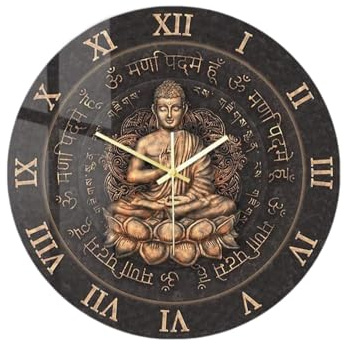 perfk Wanduhr, dekorative Acryl-Heimdekoration, geräuschlos, für Badezimmer, Schlafzimmer, Küche, Wohnzimmer, Buddha