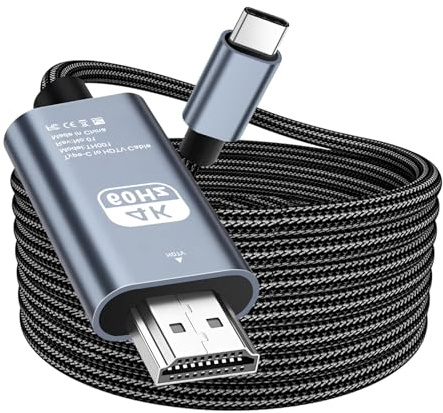 Hycago USB C auf HDMI Kabel 4K 2M,USB Typ C 3.1 zu HDMI 4K UHD Kabel Geflochten(Thunderbolt 3/4 Adapter Kompatibel) mit i-Ph0ne 16/15 Pro Max,Sam-sung S25,S24 zu S8 (USB C auf HDMI)