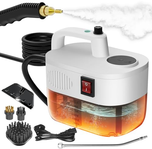 Steam Cleaner Handheld, 10s Rapid Heat-Up, 6-Level Adjustable Handle, 1.2L Tank, Portable Steam Cleaner & Steamer Cleaning for Home, Floor, Kitchen, Bathroom, Car, Windows(white)