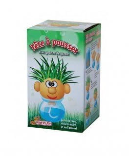 cavernedesjouets Tete d'herbe a Pousser Monsieur Gazon Green - Bonhomme Cheveux a Couper - Plante, Nature, Jardinage - Set Jouet Enfant + 1 Carte
