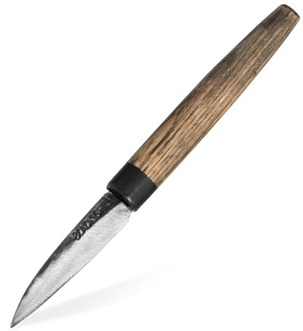 Black Chili Schälmesser für Obst & Gemüse (Obstmesser) | Griff: gebeizte Esche | 7 cm Carbonstahl Klinge | Extrem scharf & langlebig | Kleines Küchenmesser mit Holzgriff | LEMON-DROP-7