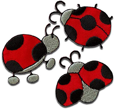 Mono-Quick 3 Marienkäfer Aufnäher zum Aufbügeln 3,8 x 2,8 cm Bügelbild für Kinder Mädchen mit Lieblingstier Insekt, Bügelpatch Patches Bügelflicken