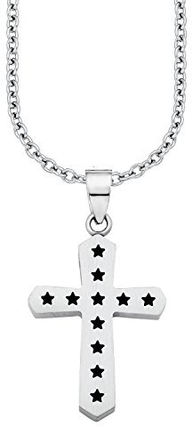 s.Oliver Kinder-Kette mit Anhänger Boys Kreuz Edelstahl Emaille silber 45 cm - 541183
