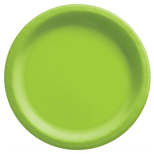 Amscan Disposable Round Dinner Party Plates Tableware, Kiwi Green, Paper, 10, Pack of 20