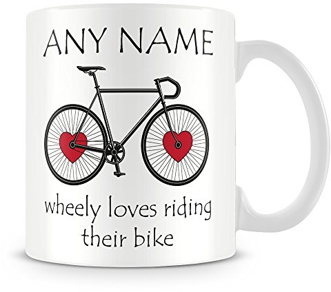 MUGGZ Cycling Personalised Name Mug - Wheely Loves Riding Bike – Cyclist Gift (Personalise Cup with Name)