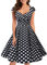 bbonlinedress 1950er Vintage Retro Cocktailkleid Rockabilly V-Ausschnitt Faltenrock Black White BDot 2XL
