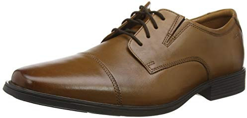 Clarks Tilden Cap, Scarpe con lacci Uomo, Marrone Dark Tan Lea, 45 EU Larga