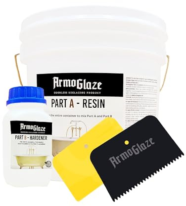 armoglaze Odorless Bathtub Refinishing Kit – Durable, Self-Leveling Epoxy for DIY Reglazing – Works on Porcelain, Fiberglass, Enamel, Acrylic, Cast Iron – 2.7kg – Made in the USA
