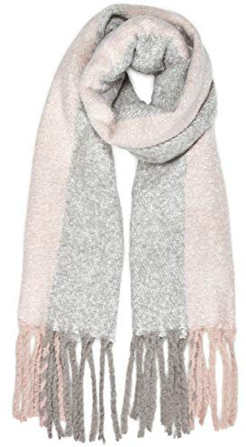 Caspar SC485 Damen XXL Fransen Karo Schal, Größe:One Size, Farbe:rosa