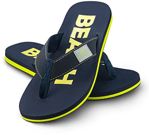Ultrapower Flip-On Zehentrenner | Flip Flops | Badelatschen | Strandschuhe | Duschlatschen | Zehenstegpantolette | Freizeit | Bad | Sauna Schuhe | Sandalen | ZT1, | :D.Blau/Gelb, Größe:36 / UK 3.5
