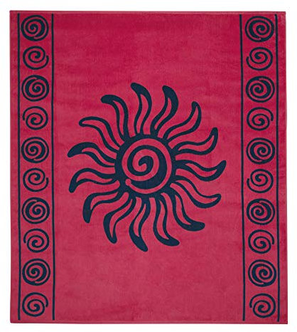 Delindo Lifestyle Frottee Strandtuch Tropical Sun rot XXL, 100% Baumwolle, Strandlaken ist 180x200 cm groß