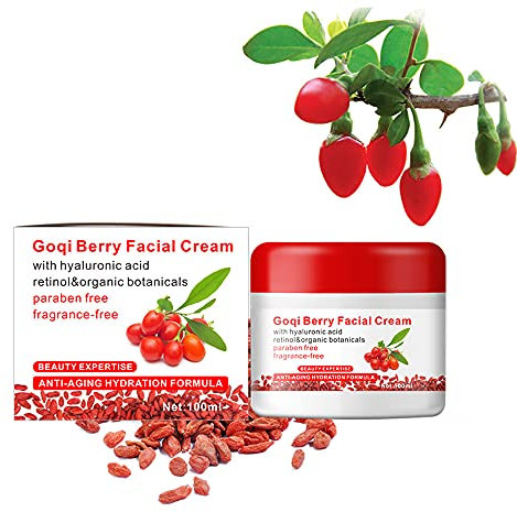 Crème Blanchissante,Creme Goji Berry,Crème de Blanchiment Anti-âge,Creme Decolorante Visage,Goji Baies Crème Hydratante Anti-âge Anti-Oxydante pour le Visage Crème revitalisante Anti rides,100 ml