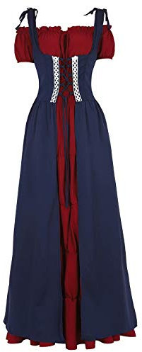 Josamogre Robes Médiévale Renaissance Parti Costume Vintage Déguisements Halloween Gothique Femmes Cosplay Rouge Bleu M
