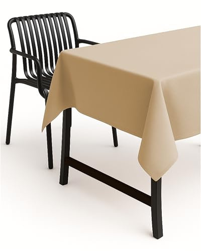 texpot Gartentischdecke 160 cm rund in Sand mit Leinen Optik Lotuseffekt Fleckschutz Bügelfrei Tischdecke