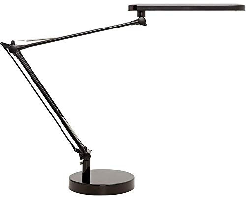 Unilux LED Schreibtischlampe Mambo, dimmbar 3.000 bis 5.000K, 900LUX, 7W, mit Klemme und Fuß, Lichtfarbe einstellbar, schwarz/weiß