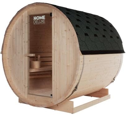 Home Deluxe - Sauna extérieur en tonneau Lahti L - Dimensions : l x p x h : env. 189 cm x 191 cm x 180 cm, Bois : épicéa - poêle et Accessoires de Sauna Inclus I Sauna de Jardin, Sauna extérieur,